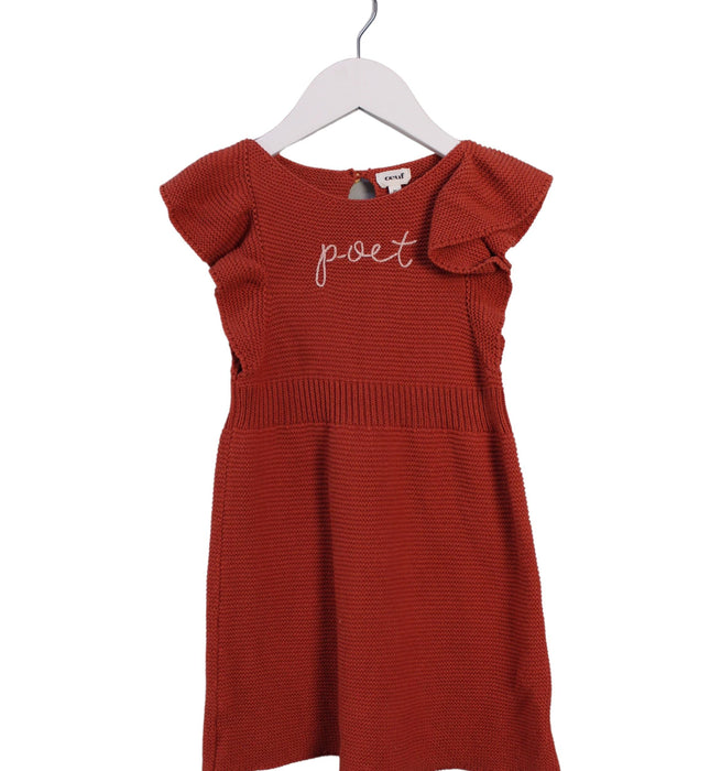 A Red Short Sleeve Dresses from Oeuf in size 2T for girl. (Front View)