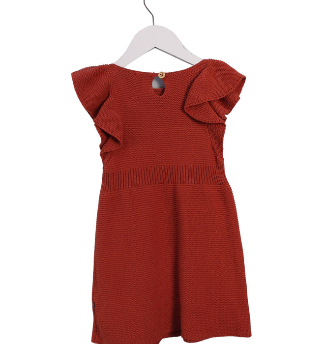 A Red Short Sleeve Dresses from Oeuf in size 2T for girl. (Back View)