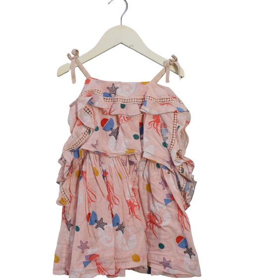 A Pink Sleeveless Dresses from Velveteen in size 3T for girl. (Front View)