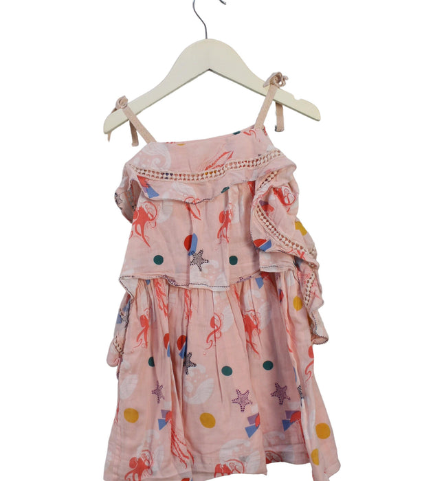 A Pink Sleeveless Dresses from Velveteen in size 3T for girl. (Back View)