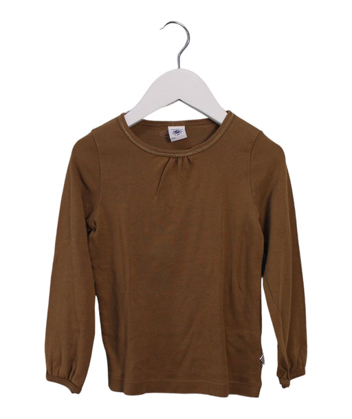 A Brown Long Sleeve Tops from Petit Bateau in size 4T for girl. (Front View)