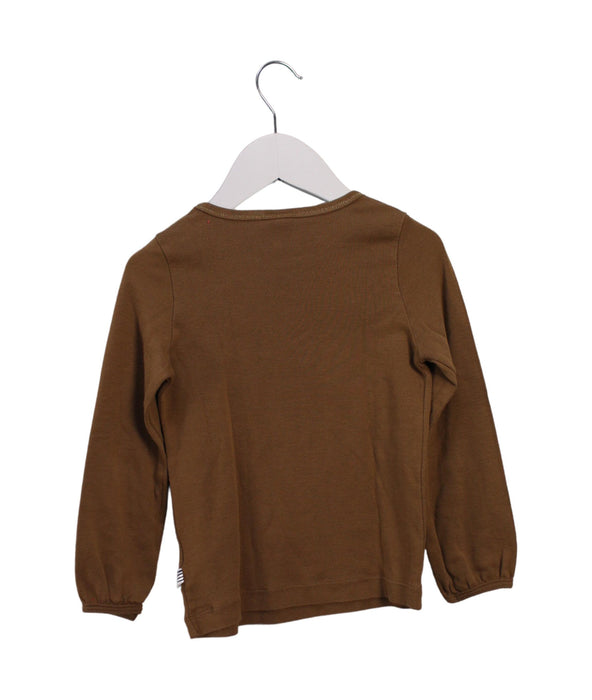 A Brown Long Sleeve Tops from Petit Bateau in size 4T for girl. (Back View)