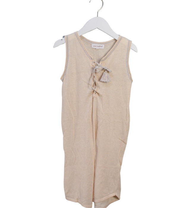 A Beige Sleeveless Dresses from Excuse My French in size 6T for girl. (Front View)