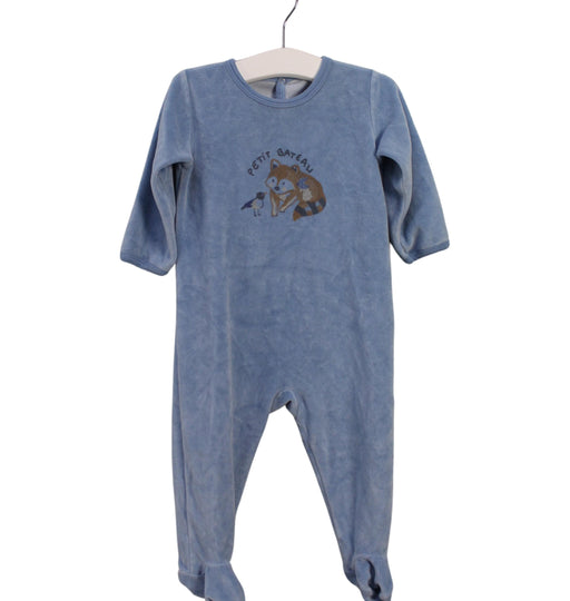 A Blue Onesies from Petit Bateau in size 6-12M for boy. (Front View)
