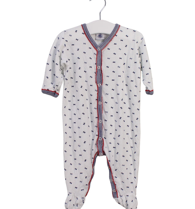 A White Onesies from Petit Bateau in size 3-6M for boy. (Front View)