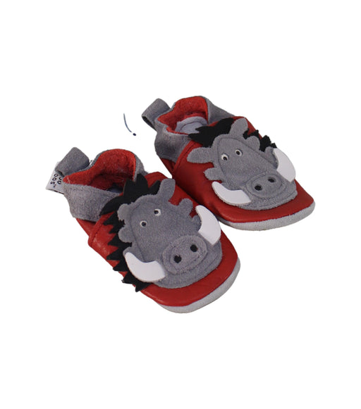 A Grey Booties from Shooshoos in size 0-3M for boy. (Front View)