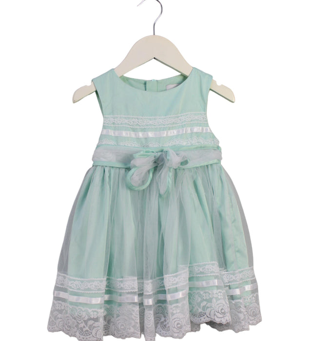 A Green Sleeveless Dresses from Chickeeduck in size 18-24M for girl. (Front View)