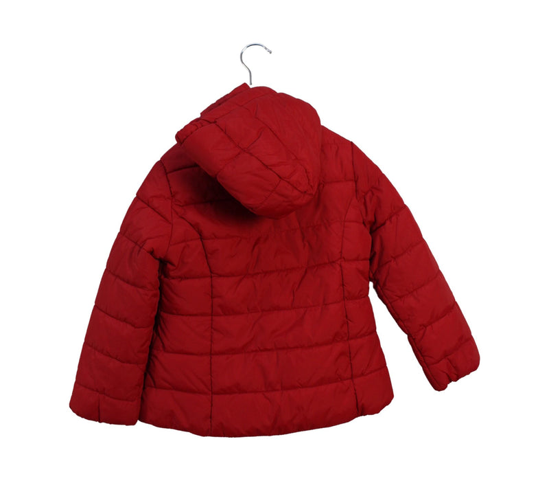 A Red Puffer/Quilted Jackets from Petit Bateau in size 4T for girl. (Back View)
