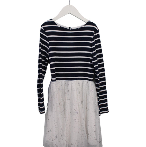A Navy Long Sleeve Dresses from Petit Bateau in size 8Y for girl. (Front View)