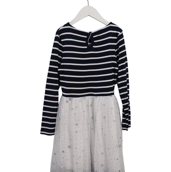 A Navy Long Sleeve Dresses from Petit Bateau in size 8Y for girl. (Back View)