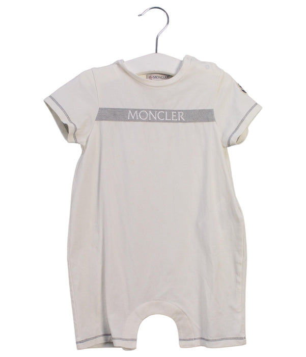 A Ivory Short Sleeve Rompers from Moncler in size 6-12M for neutral. (Front View)