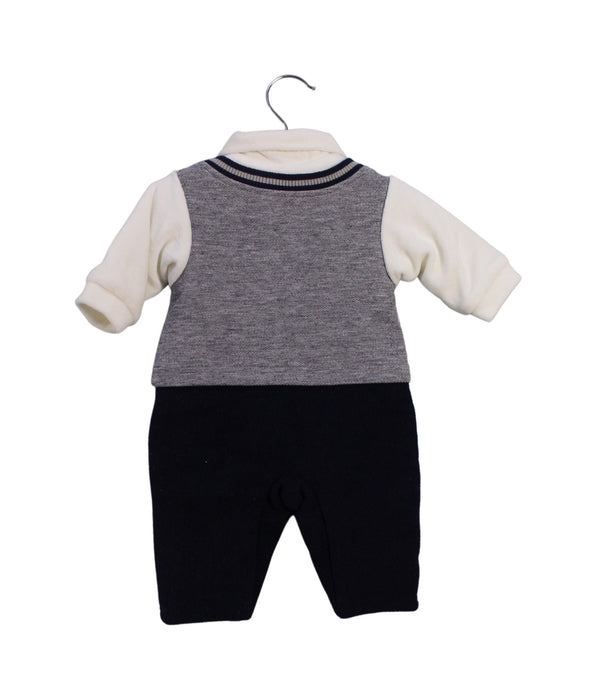 A Grey Long Sleeve Jumpsuits from Chickeeduck in size 0-3M for boy. (Back View)