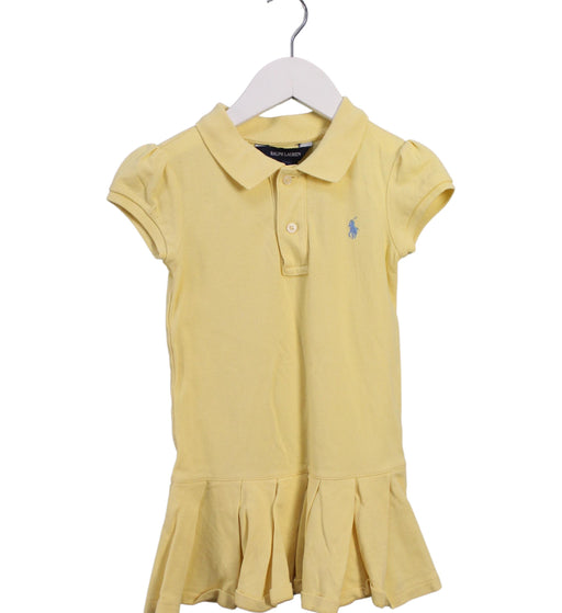 A Yellow Short Sleeve Dresses from Ralph Lauren in size 4T for girl. (Front View)