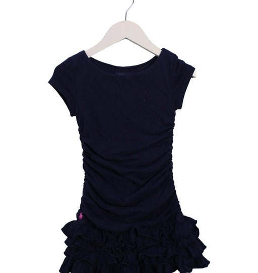 A Navy Short Sleeve Dresses from Polo Ralph Lauren in size 4T for girl. (Front View)