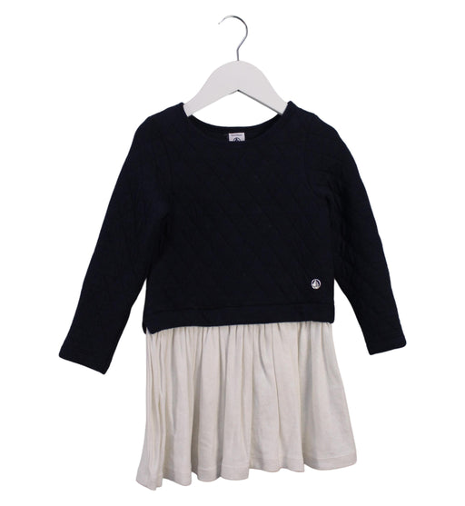 A Navy Long Sleeve Dresses from Petit Bateau in size 4T for girl. (Front View)