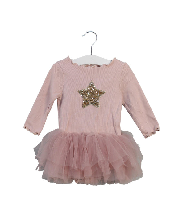 A Pink Long Sleeve Dresses from Petit Bateau in size 6-12M for girl. (Front View)