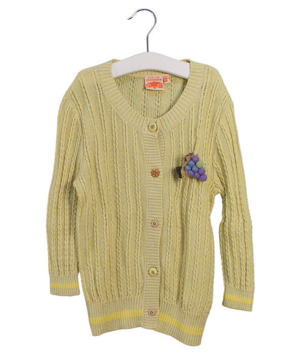 A Yellow Cardigans from As Know As Ponpoko in size 2T for girl. (Front View)