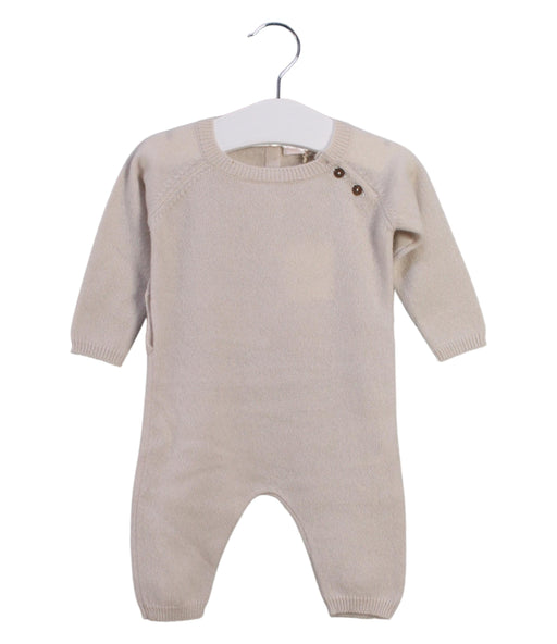 A Beige Long Sleeve Jumpsuits from Les Enfantines in size 0-3M for girl. (Front View)