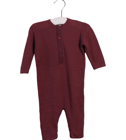 A Burgundy Long Sleeve Jumpsuits from Bonpoint in size 3-6M for girl. (Front View)