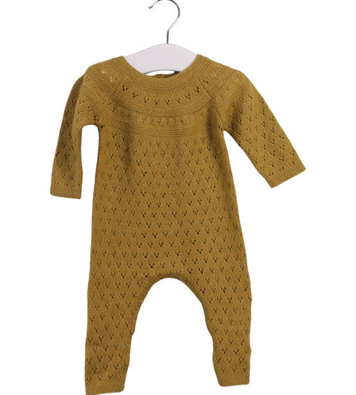 A Yellow Long Sleeve Jumpsuits from Bonton in size 3-6M for girl. (Front View)