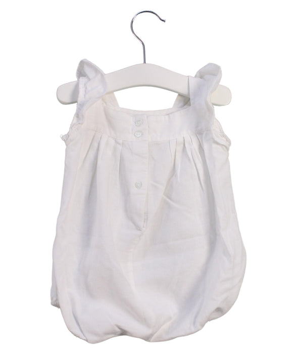 A White Short Sleeve Rompers from Bonton in size 3-6M for girl. (Back View)