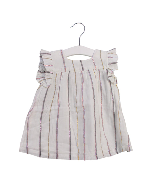 A White Sleeveless Dresses from Bonton in size 3-6M for girl. (Front View)