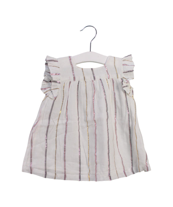 A White Sleeveless Dresses from Bonton in size 3-6M for girl. (Front View)