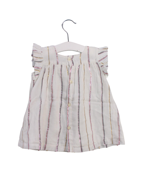 A White Sleeveless Dresses from Bonton in size 3-6M for girl. (Back View)
