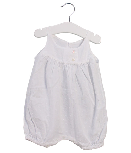 A White Rompers from Les Enfantines in size 6-12M for girl. (Front View)