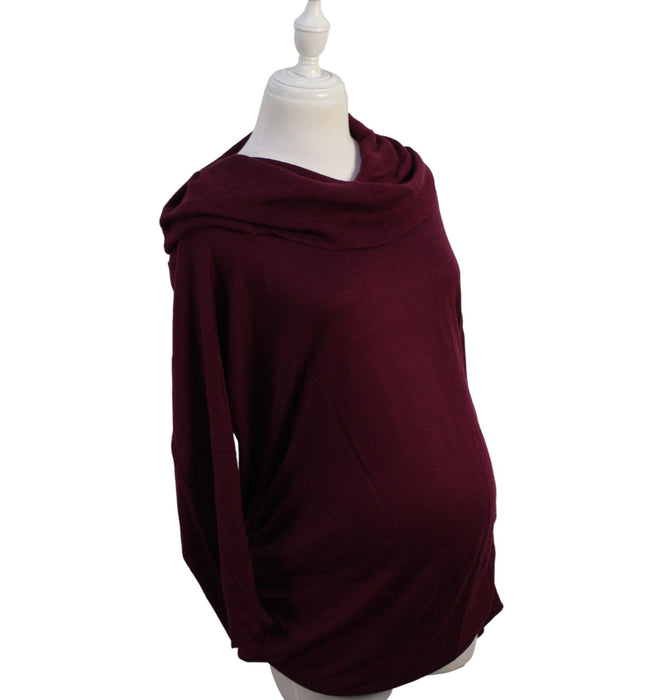 A Burgundy Knit Sweaters from A Pea in the Pod in size Maternity-L for maternity. (Front View)