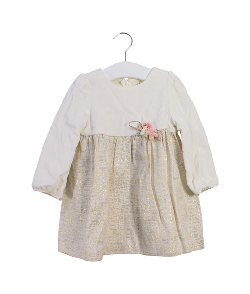 A Ivory Long Sleeve Dresses from Kingkow in size 12-18M for girl. (Front View)