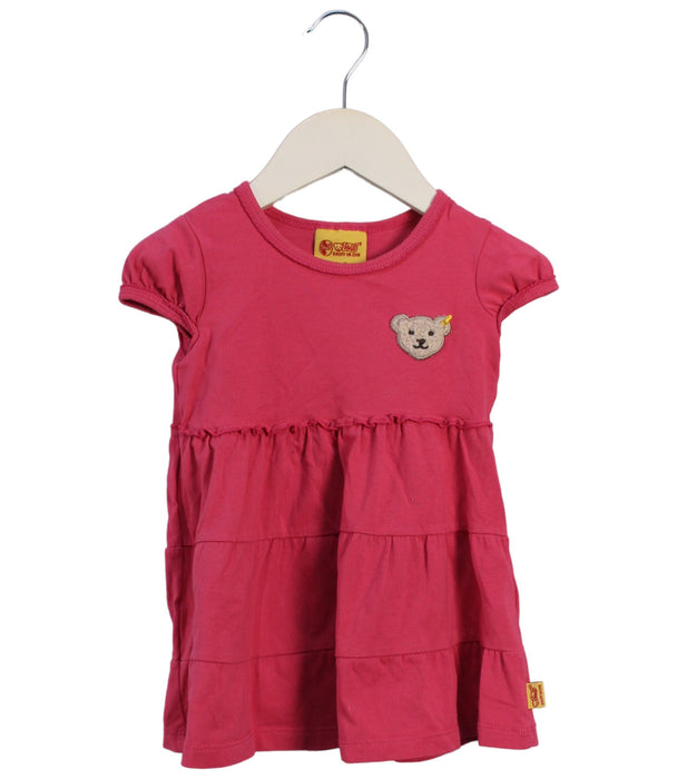 A Pink Short Sleeve Dresses from Steiff in size 3T for girl. (Front View)