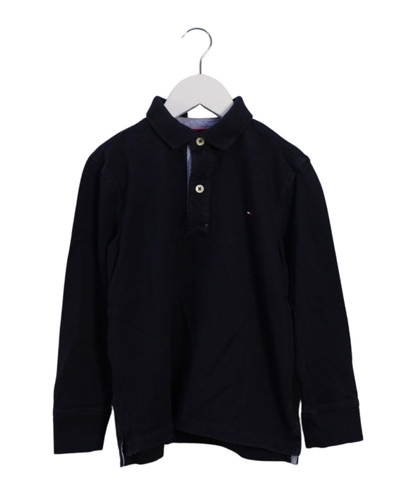 A Black Long Sleeve Polos from Tommy Hilfiger in size 7Y for boy. (Front View)