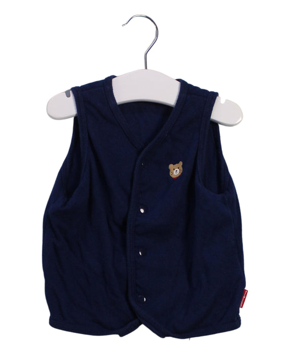 A Navy Outerwear Vests from Miki House in size 12-18M for boy. (Front View)