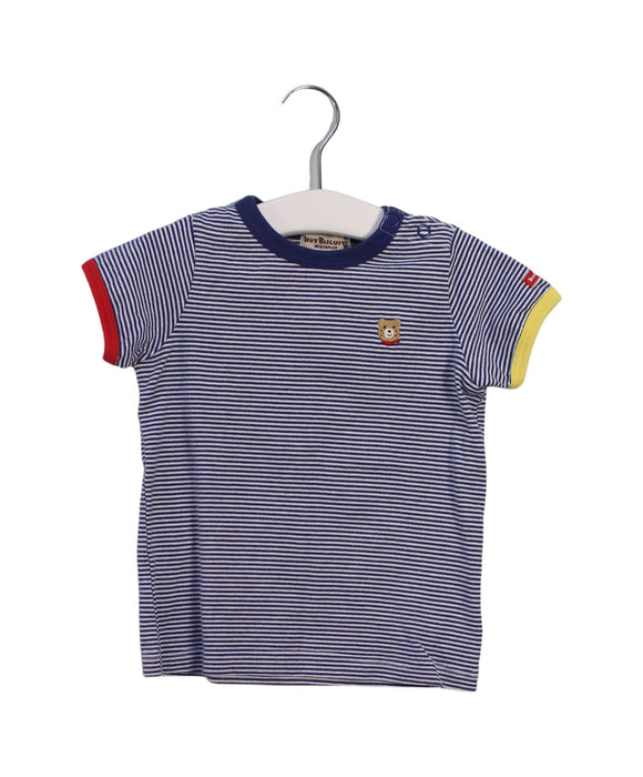 A Navy Short Sleeve T Shirts from Miki House in size 12-18M for boy. (Front View)