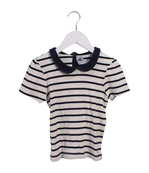 A Beige Short Sleeve Tops from Petit Bateau in size 6T for girl. (Front View)