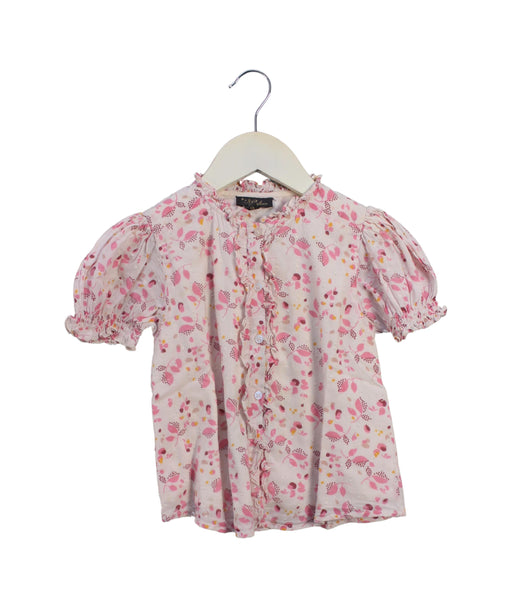 A Pink Short Sleeve Tops from Velveteen in size 6T for girl. (Front View)