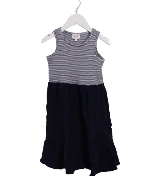 A Black Sleeveless Dresses from Seed in size 5T for girl. (Front View)