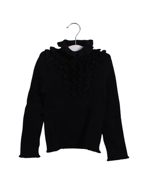 A Black Long Sleeve Tops from Momonittu in size 6T for girl. (Front View)