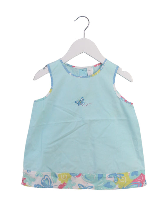 A Blue Sleeveless Tops from Lands' End in size 3T for girl. (Front View)