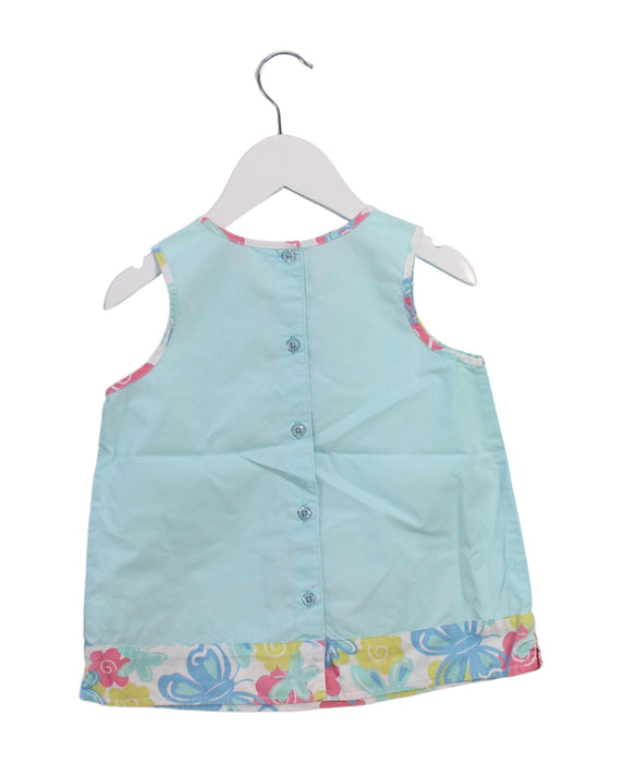 A Blue Sleeveless Tops from Lands' End in size 3T for girl. (Back View)
