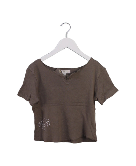 A Brown Short Sleeve Tops from Marco & Mari in size 6T for girl. (Front View)