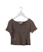 A Brown Short Sleeve Tops from Marco & Mari in size 6T for girl. (Front View)