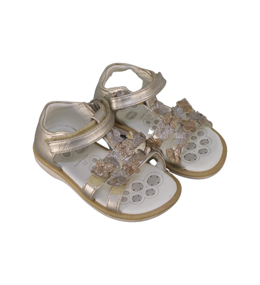 A Silver Sandals from Chicco in size 18-24M for girl. (Front View)