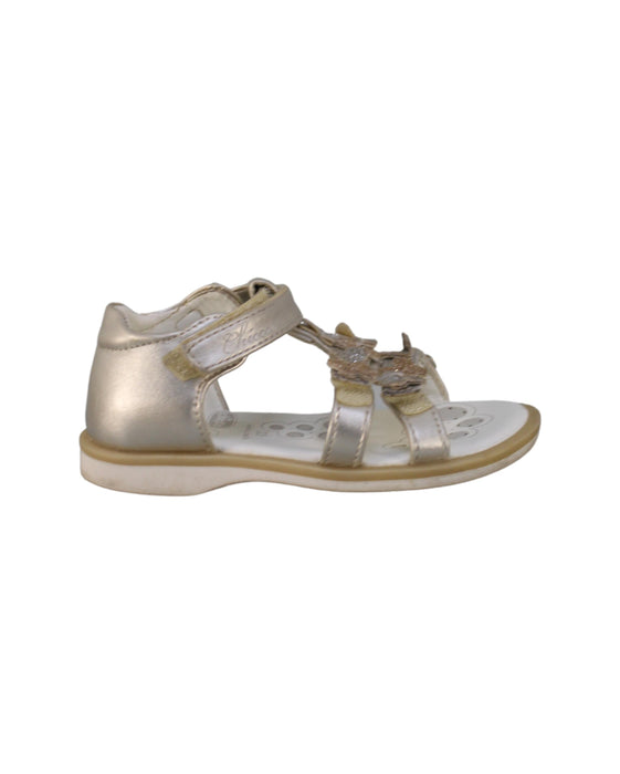 A Silver Sandals from Chicco in size 18-24M for girl. (Back View)