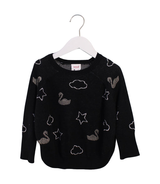 A Black Knit Sweaters from Seed in size 5T for girl. (Front View)