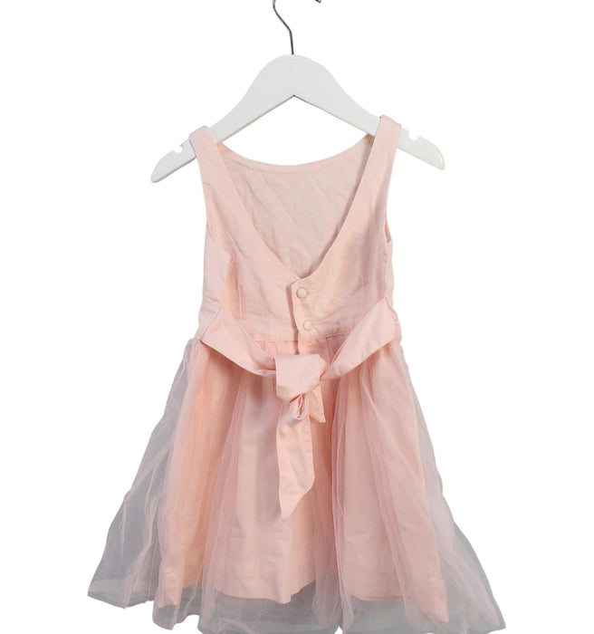 A Pink Sleeveless Dresses from Vertbaudet in size 3T for girl. (Back View)