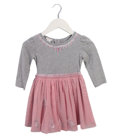 A Grey Long Sleeve Dresses from Monsoon in size 6-12M for girl. (Front View)