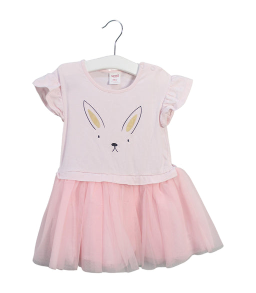 A Pink Short Sleeve Dresses from Seed in size 18-24M for girl. (Front View)