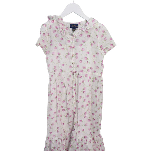 A White Short Sleeve Dresses from Polo Ralph Lauren in size 8Y for girl. (Front View)